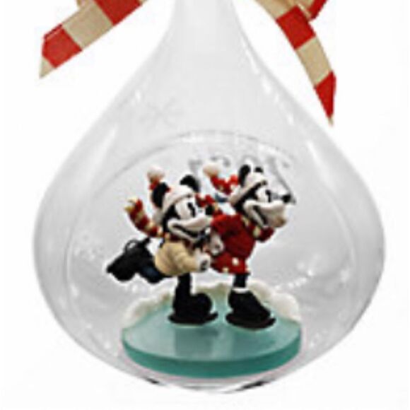 Disney 2021 Mickey and Minnie Mouse Glass Drop Sketchbook Ornament NWT - Picture 3 of 8
